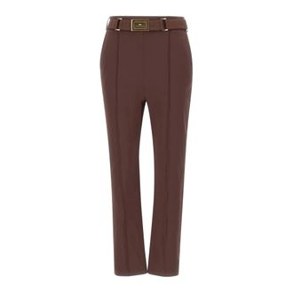 Elisabetta Franchi Slim-fit Trousers, female, Brown, Size: 2XS Trousers in technical bi-elastic fabric with belt