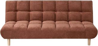 Beliani Sofa Bed Golden Brown Fabric Upholstery Wooden Legs 2 Seater Tufted Backrest Ouilted Seat Modern Design Armless RISOR
