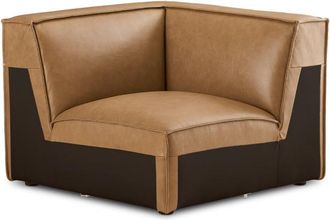 Castlery Brown Top Grain Leather Corner Sofa by Castlery, Modern Modular Seating, Brown