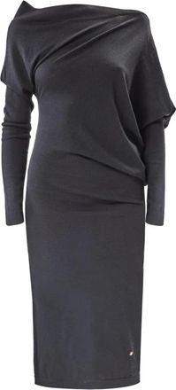 Moschino Abito Asimetrico - Dames - Casual kleedjes - Zwart - M - Wol - Kleedjes