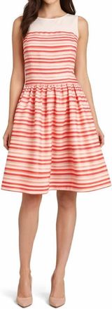 Taylor Illusion Stripe A-Line Party Dress In Poppy Multi