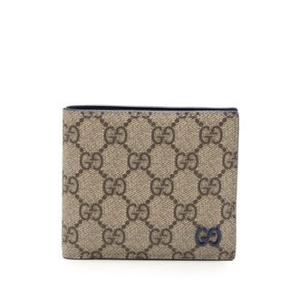 Gucci Beige Navy Pvc Leather Wallet (Bi-Fold) (Pre-Owned)