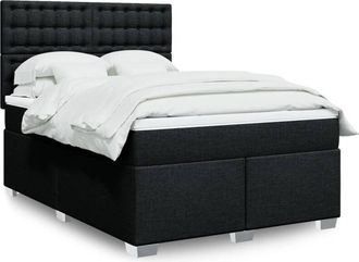 vidaXL Vidaxl - Cama Box Spring Con Colch&oacute;n Tela Negro 160x200 Cm