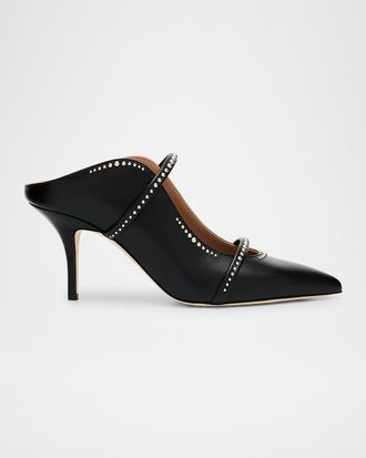 Malone Souliers Maureen Studded Nappa Leather Double-Strap Mules