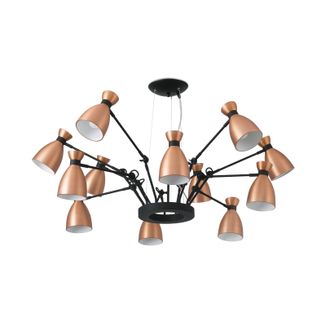 Netlighting Retro 12 Light Multi Arm Ceiling Pendant White Copper E14
