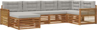 vidaXL Conjunto De Sof&aacute;s De Exterior 6 Uds. Natural Y Gris Claro Vidaxl