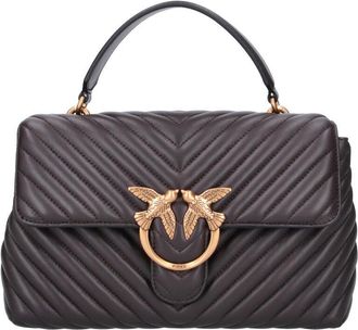 Pinko Brown Quilted Leather Lady Love Puff Top Handle Bag
