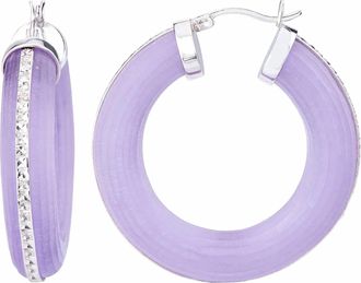 Gold & Honey Womens Lucite Wide Hoop Earrings With Diamond Cut Accent In Frosted Purple