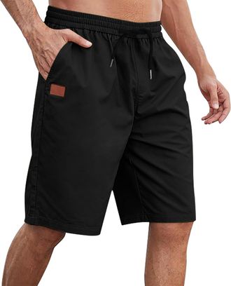 Generic Shorts with Pockets, Elasticated Waist Golf Shorts Summer Casual Lightweight Breathable Pants Home Outdoor Business Work Running Sports Gym Bottoms Bl