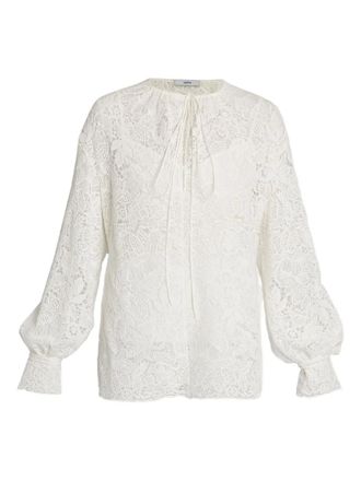 Erdem floral-embroidered blouse - women - Polyamide/Cotton/Nylon - 14 - White