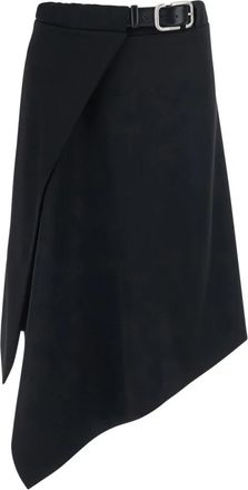 The Attico Rok met ceintuur en asymmetrische zoom - Dames - Korte rokken - Zwart - M - Wol - Rokken