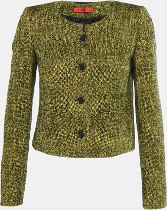 HUGO BOSS Yellow/black Boucle Collarless Jacket
