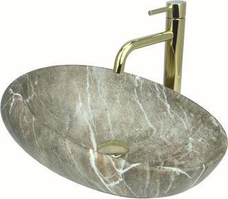 OEM Lavabo Sobre Encimera Gtm Design 49 Cm - Lavabo Moderno Mate Sin Orificio Para Grifer&iacute;a - Elegante Lavabo Sobre Encimera Ovalado Para Ba&ntilde;os Y Aseos De