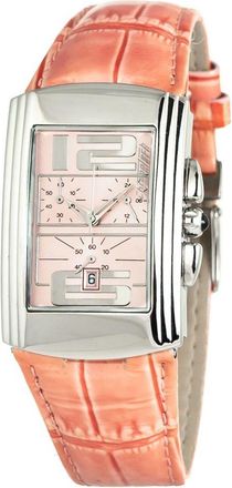 Chronotech Womens Rectangular Pink Dial Watch Ct7018b02ac - Coral Leather - One Size