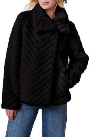 Bernardo Chevron Quilted Faux Fur Jacket in Black at Nordstrom Rack, Size X-Large