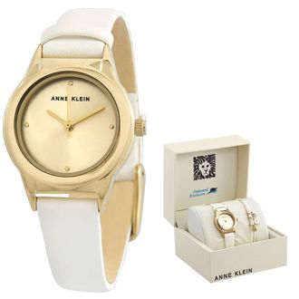 Anne Klein Quartz Gold Dial Ladies Watch and Bracelet Set AK-3524WTST