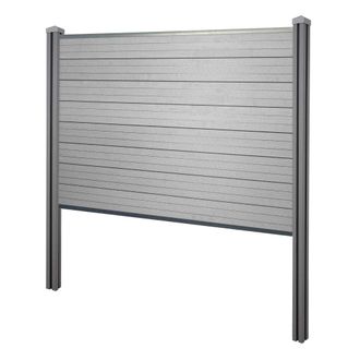 Hhg Hhg - Wpc Pantalla De Privacidad Sarthe, Valla Cortavientos, Wpc Postes Para Fijar En Hormig&oacute;n, Elemento De Base, 195cm Gris