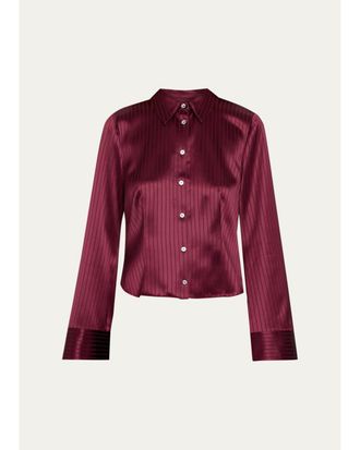 Cinq &agrave; Sept Georgia Satin Stripe Button-Front Shirt