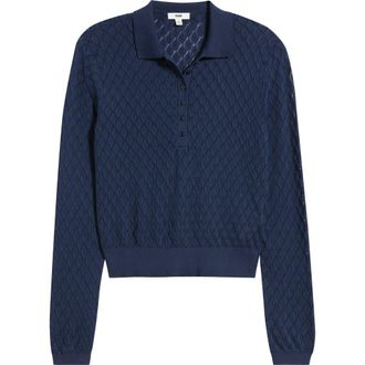 Mavi Pointelle Polo Sweater in Peacoat at Nordstrom, Size X-Large