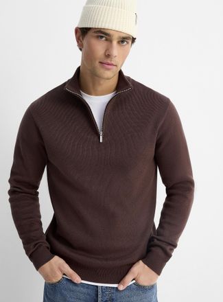 Le 31 Mens Zip-up mock-neck sweater