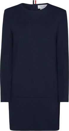 Thom Browne long-sleeved dress - women - Polyamide/Wool/Spandex/Elastane - 36 - Blue