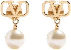 Valentino Garavani VLogo Signature Pearl Earrings - Dames - Oorbellen - Geel - ONE Size - Accessoires