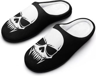 Generic Skull with Long Teeth Mens Slippers Memory Foam Winter Warm Sandals Slip On House Shoes Size 7-14