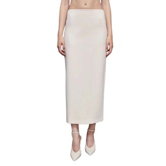 Patrizia Pepe Midi Skirts, female, Beige, 2XS, Twill Pencil Skirt with Fly Detail