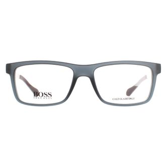 HUGO BOSS Rectangular Mens Dark Grey Matte Ruthenium Glasses - One Size