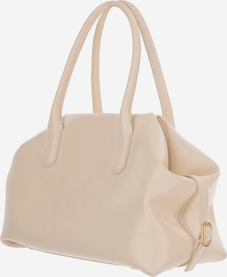 Themoir&egrave; Womens Shoulder Bag Talia Vegan Fabric Ivory Leather