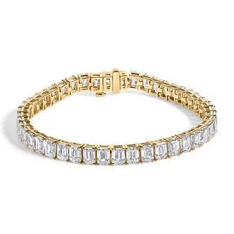 House of Brilliance IGI Certified 14K Yellow Gold 18 1/2 Cttw Emerald Cut Lab Grown Diamond Tennis Bracelet at Nordstrom