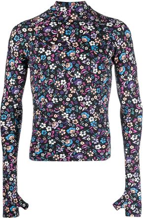Off-white floral-print long-sleeve T-shirt - men - Elastane/Polyamide - S - Black