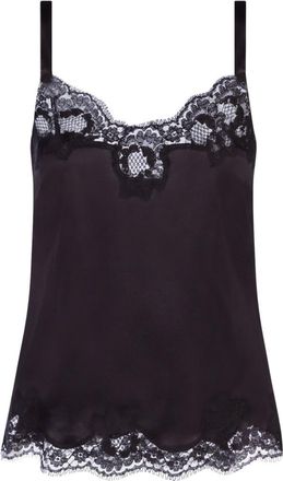 Dolce & Gabbana Black Lace Scoop Neck Top