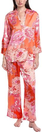 Natori 2pc Flourish Printed Satin Pajama Pant Set