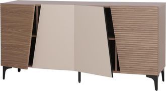 Hhg [nunca Usado] Aparador Hhg-014, C&oacute;moda Con Puertas Con Textura 3d Y Compartimentos De Almacenamiento, Mdf Melaminado, 80 X 160 X 42 Cm, Aspecto De Nog