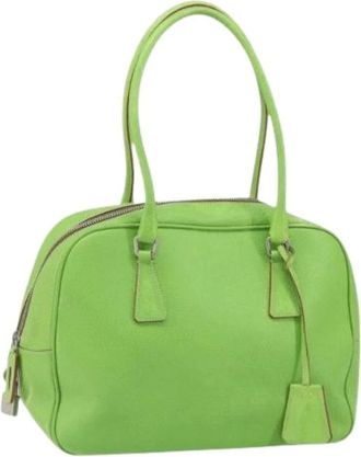 Prada Pre-owned Handbags, female, Green, Size: ONE SIZE Pre-owned Vintage Leather Handbag