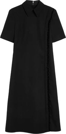 Jil Sander Abito in lana con ruches - Nero