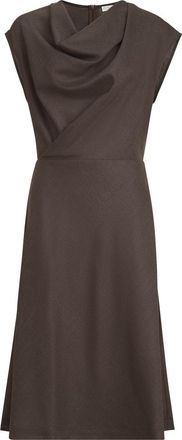 Brunello Cucinelli Virgin wool diagonal flannel wrap-effect dress with monili in Pine Cone Brown at Nordstrom, Size Xx-Small