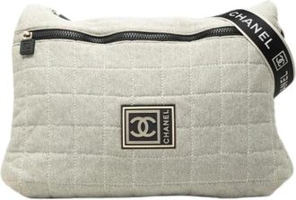 Chanel Pre-owned Quilted Crossbody Bag - Dames - Vintage Schoudertas - Beige - ONE Size - Katoen - Vintage