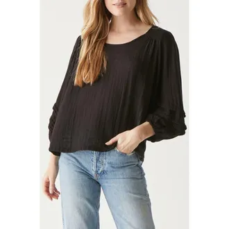 Michael Stars Pruitt Balloon Sleeve Gauze Top in Black at Nordstrom, Size Medium