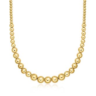 Ross-Simons Italian 4-10mm 18kt Gold Over Sterling Graduated Bead Necklace