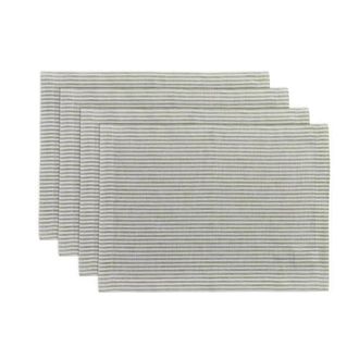 Solino Home Linen Placemats - Narrow Stripe, 14 x 19 in Avocado And White at Nordstrom, Size Medium