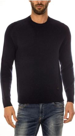 Armani Jeans Gezellige Gebreide Trui - Heren - Ronde hals truien - Blauw - L - Wol - Truien & Vesten