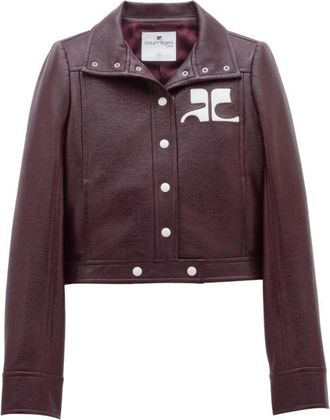 Courr&egrave;ges Bordeaux Faux Leather Logo Patch Jas - Dames - Zomerjassen - Paars - M - Katoen - Jassen