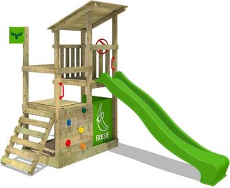 Fatmoose Fatmoose Parque Infantil De Madera Fruityforest Con Tobog&aacute;n Manzana Verde Torre De Escalada De Exterior Con Escalera Para Ni&ntilde;os
