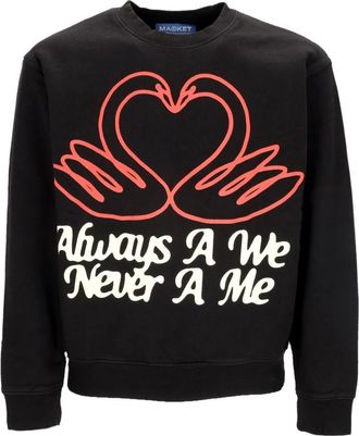 Market Vintage Zwart Crewneck Sweatshirt Fleece Voering - Heren - Sweatshirts - Zwart - XL - Katoen - Hoodies & sweatvesten