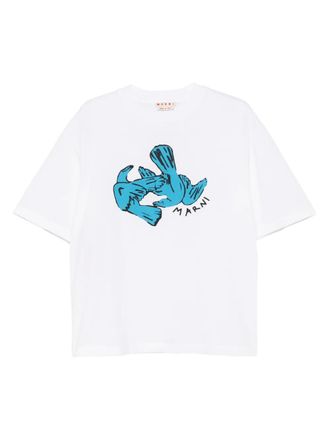 Marni bird-print T-shirt - White
