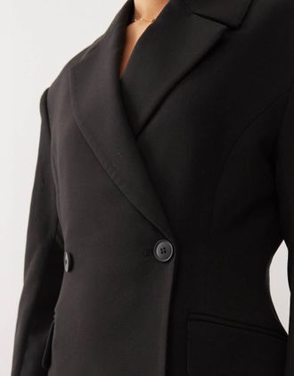 Weekday Blazer doppiopetto premium nero in coordinato