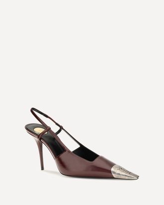 Saint Laurent D&eacute;collet&eacute; Jeanne in pelle liscia Woman 38.5