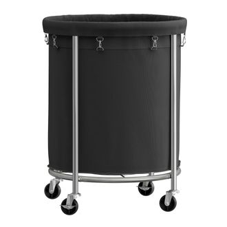 Songmics Cesto para ropa sucia de 60 x 81 cm de color negro y plata